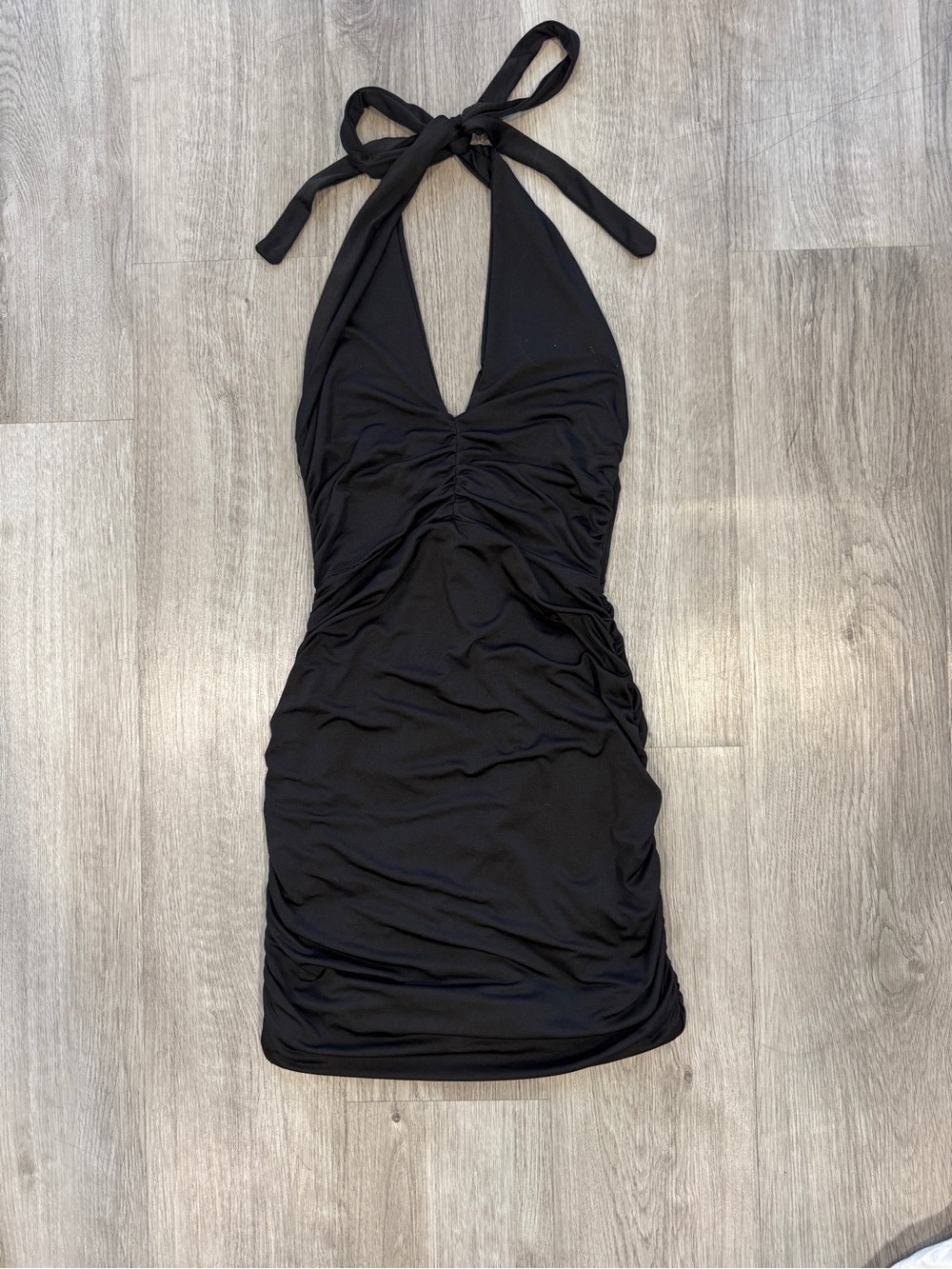 Streetwear Society Ruched Halter Mini Dress in Black Size Medium Like New